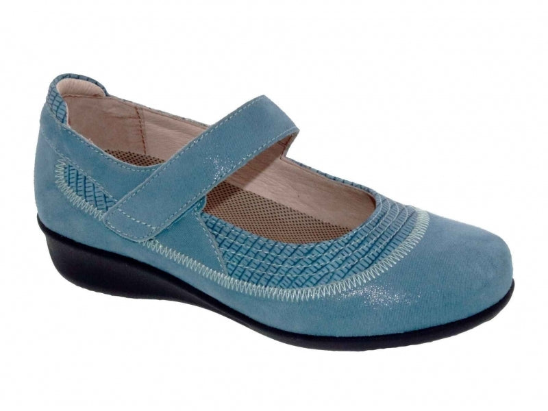 Drew Genoa - Women's Mary Jane Blue Microdot Leather (4B)