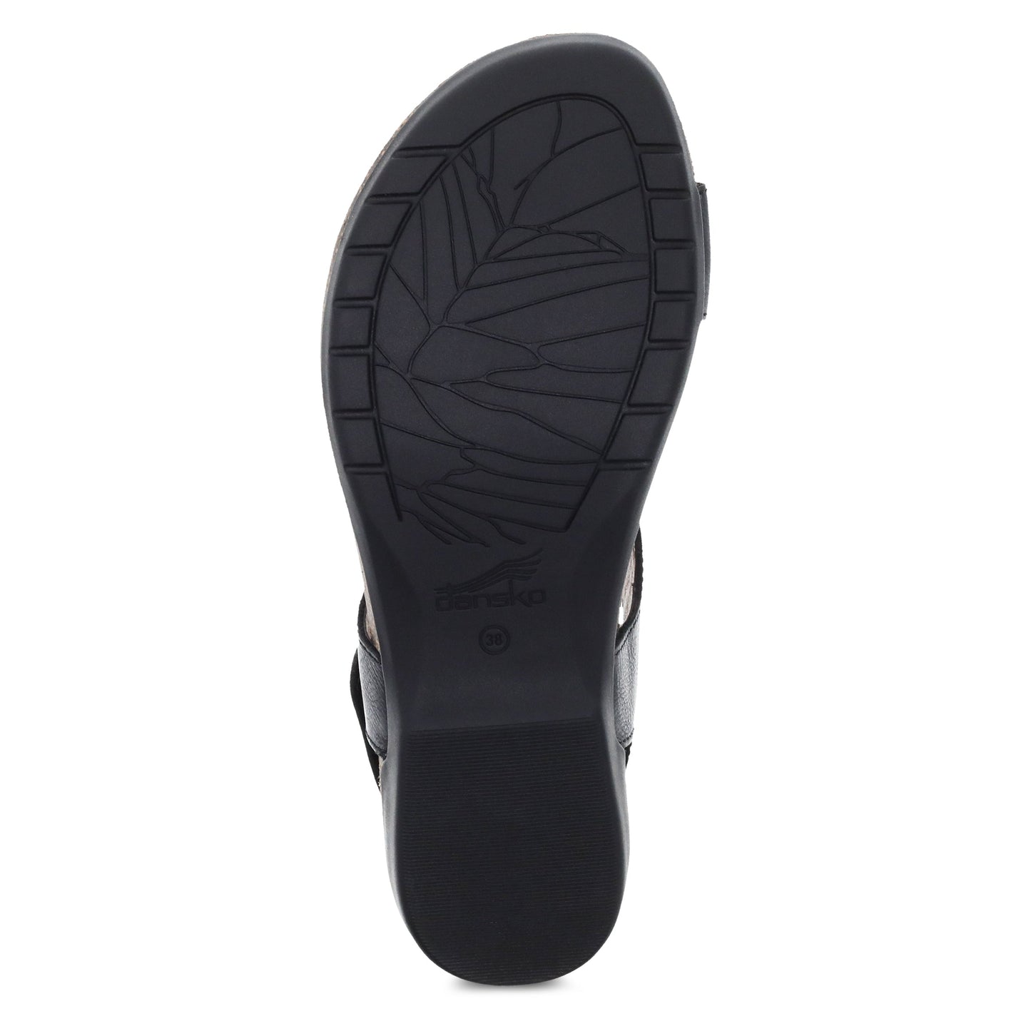 Dansko Reece - Women's Adjustable Strap Sandal - Black Waxy Burnished Sole View