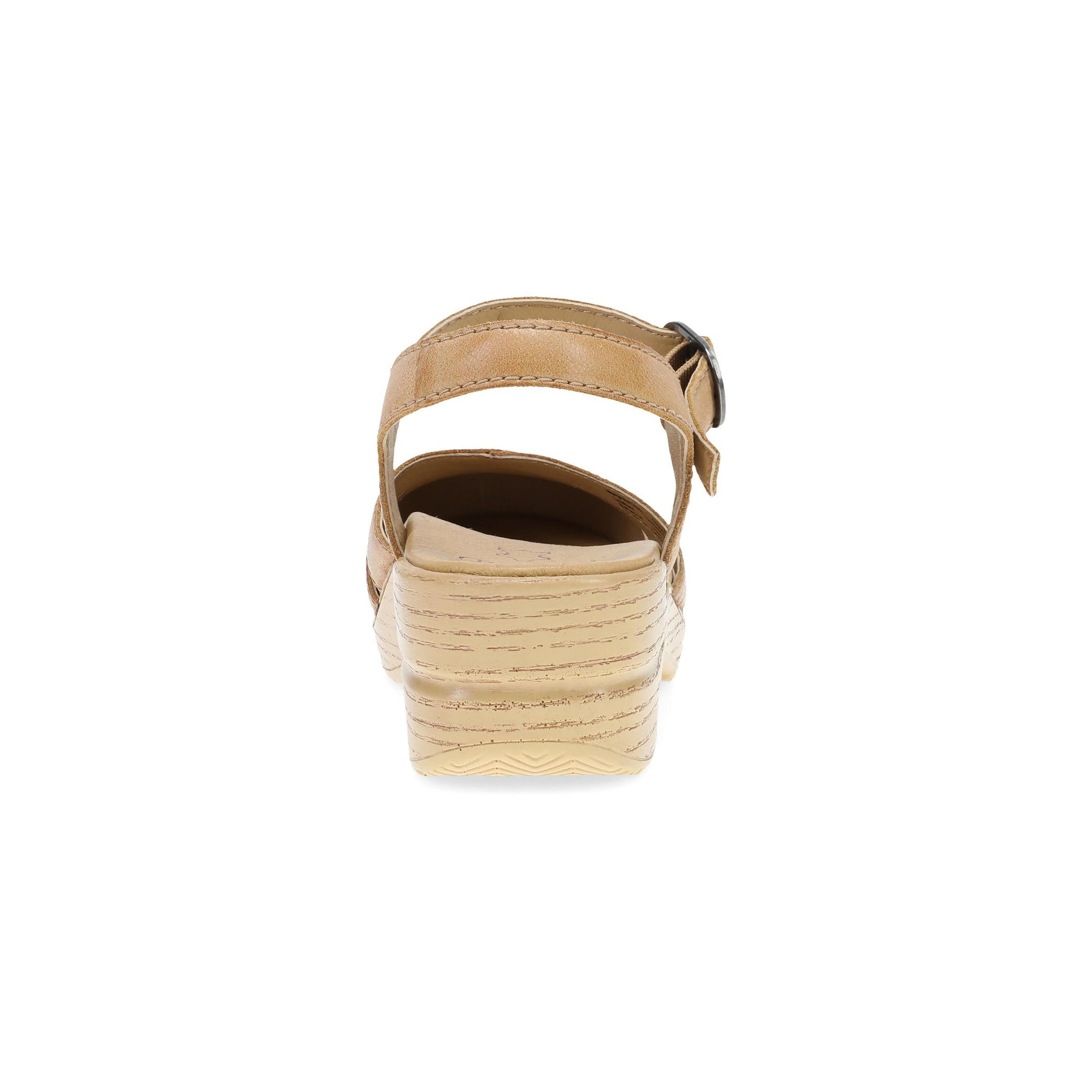 Dansko Margreta Mary Jane Clog - Women's Stapled Construction Mary Jane Clog - Honey DIstressed Heel View