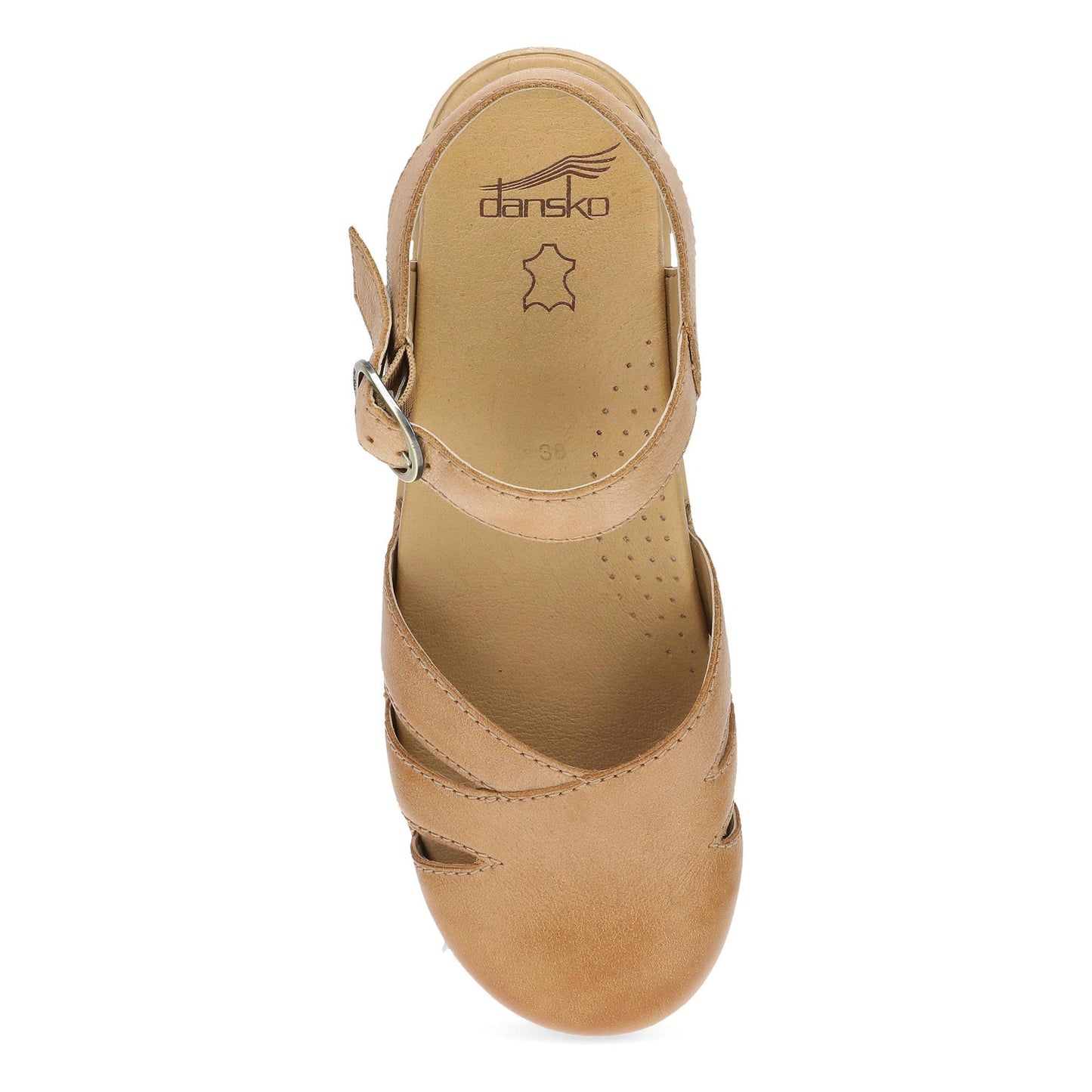 Dansko Margreta Mary Jane Clog - Women's Stapled Construction Mary Jane Clog - Honey DIstressed Top View