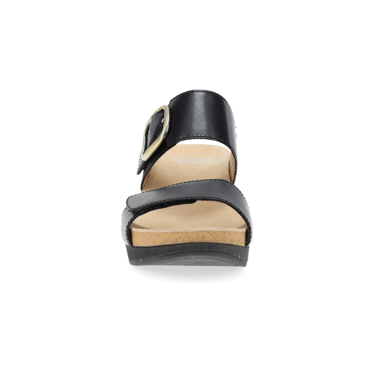 Dansko Shannon - Women's Arch Support Sandal - Black Burnished Nappa Front View