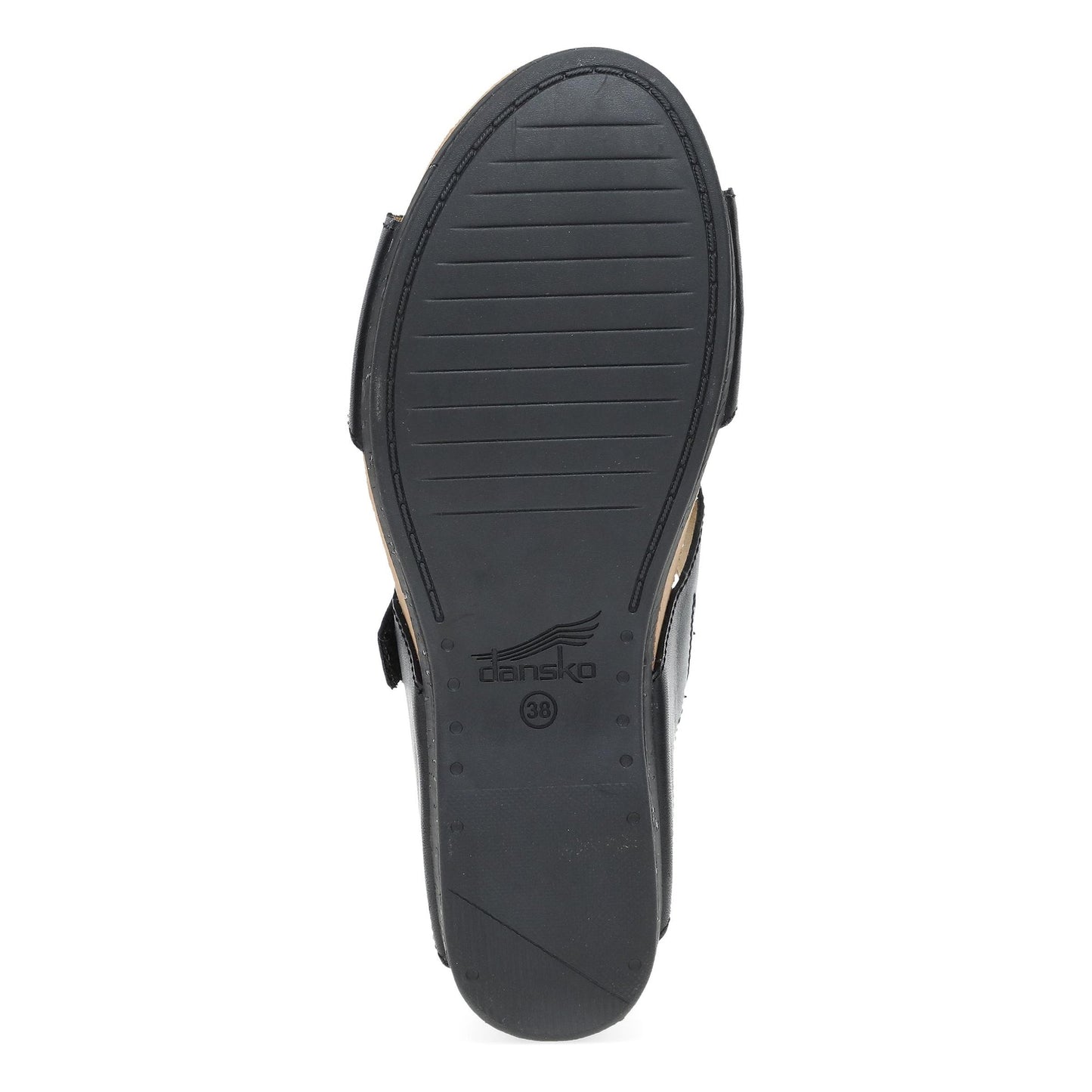 Dansko Shannon - Women's Arch Support Sandal - Black Burnished Nappa Sole View