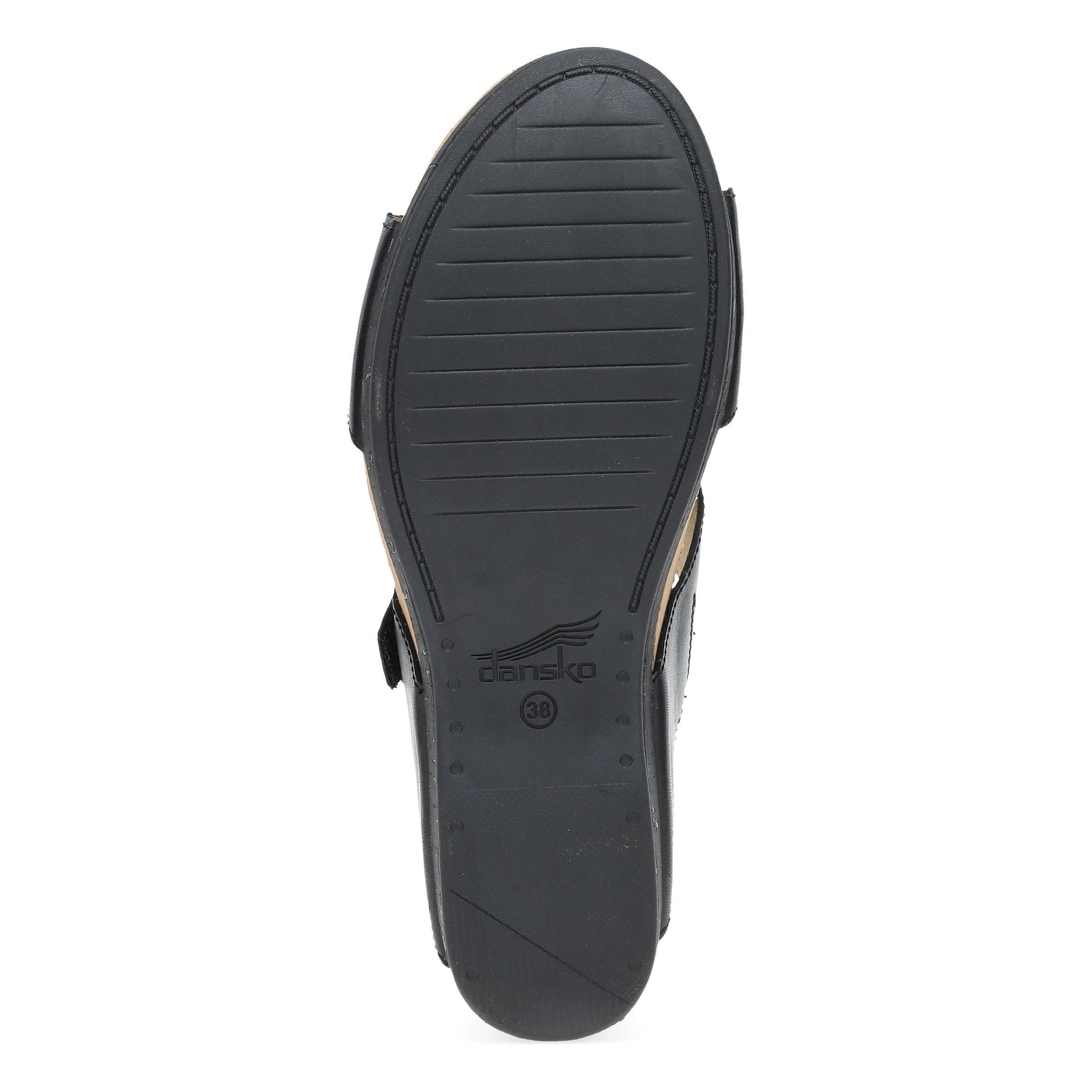 Dansko Shannon - Women's Arch Support Sandal - Black Burnished Nappa Sole View
