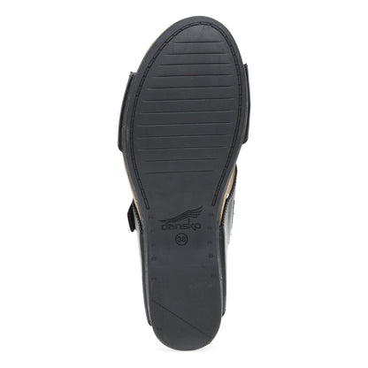 Dansko Shannon - Women's Arch Support Sandal - Black Burnished Nappa Sole View