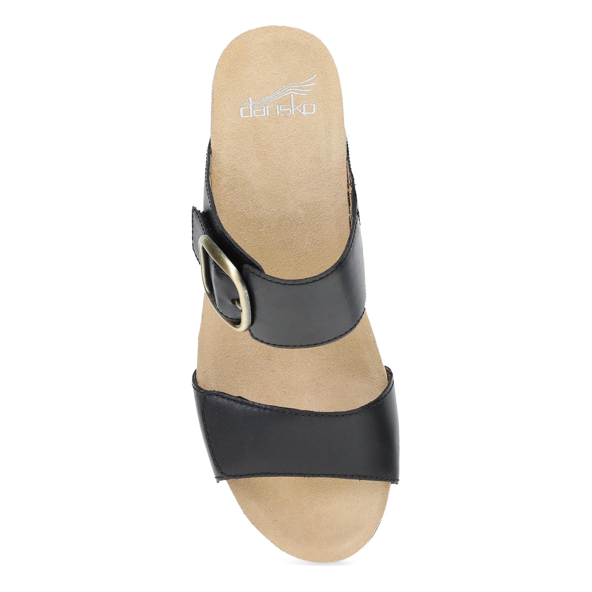 Dansko Shannon - Women's Arch Support Sandal - Black Burnished Nappa Top View