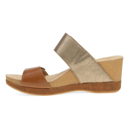 Dansko Shannon - Women's Arch Support Sandal - Gold/Tan Leather Side View