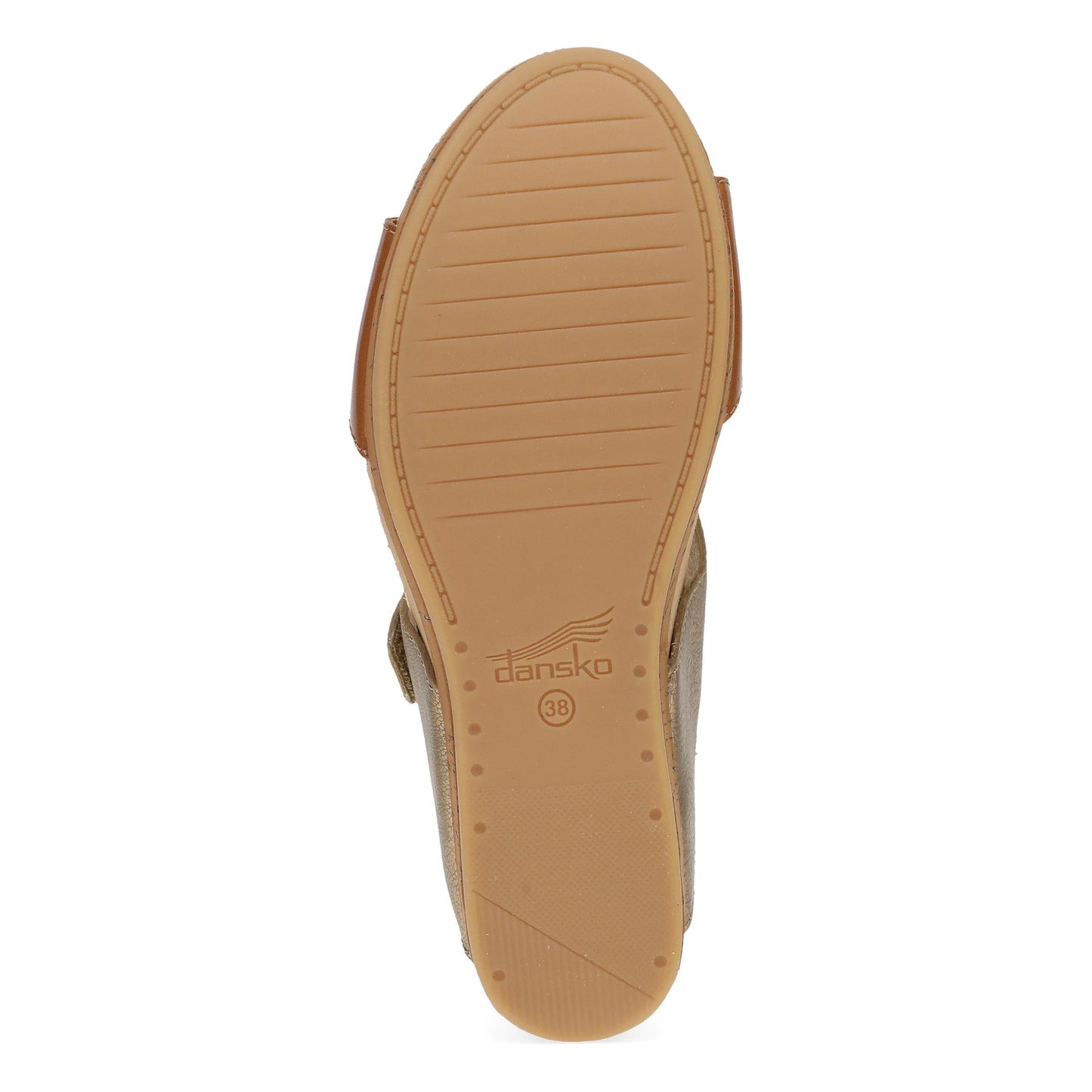 Dansko Shannon - Women's Arch Support Sandal - Gold/Tan Leather Sole View