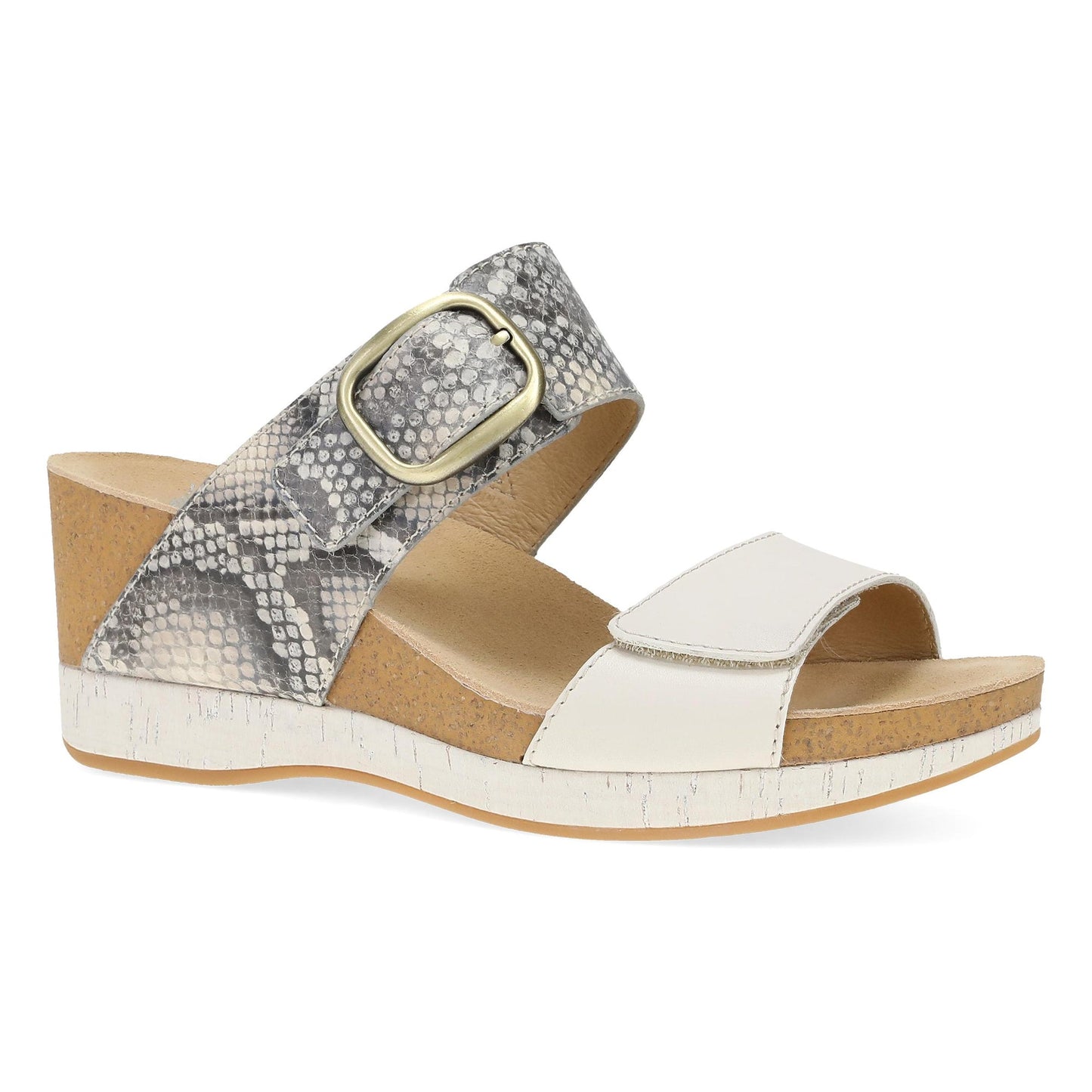 Dansko Shannon - Women's Arch Support Sandal - Snake/Ivory Leather Outside View