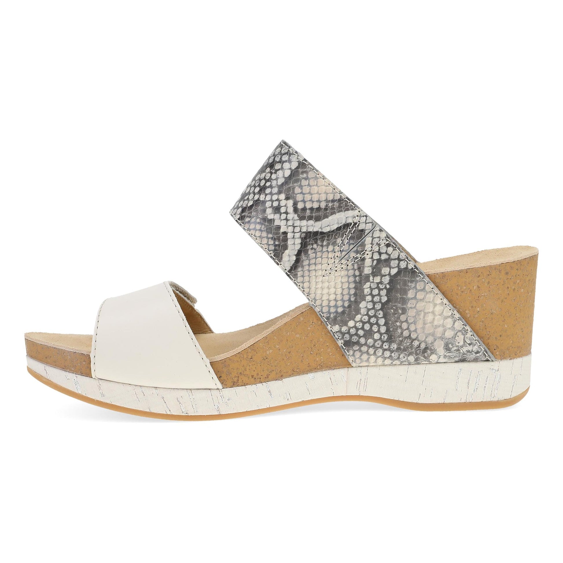 Dansko Shannon - Women's Arch Support Sandal - Snake/Ivory Leather Side View