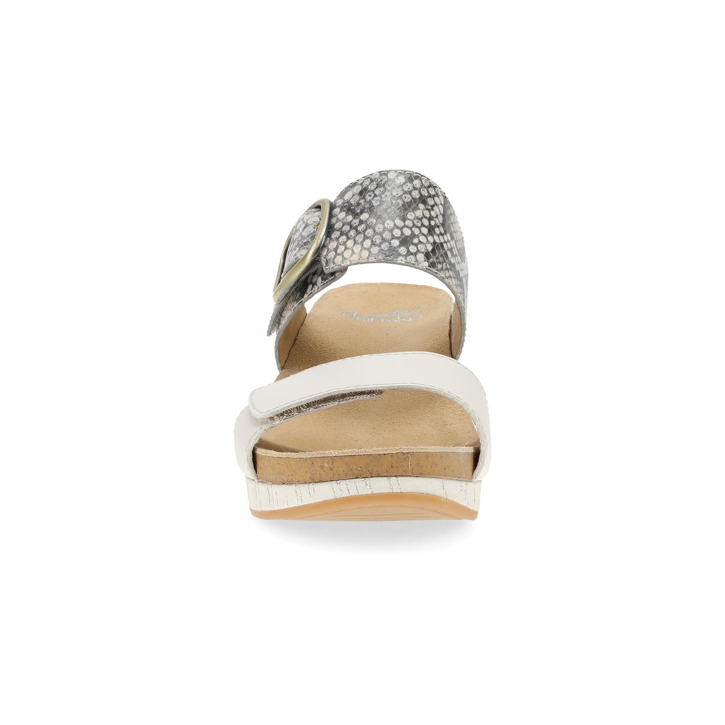 Dansko Shannon - Women's Arch Support Sandal - Snake/Ivory Leather Front View