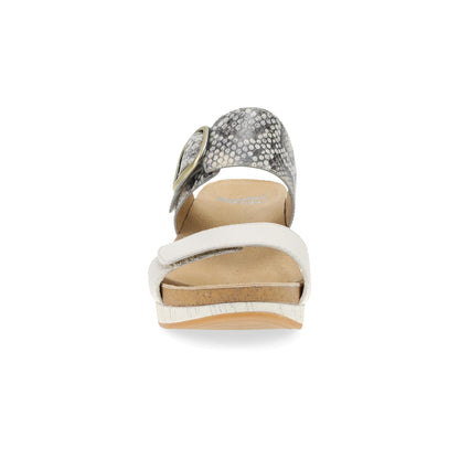 Dansko Shannon - Women's Arch Support Sandal - Snake/Ivory Leather Front View