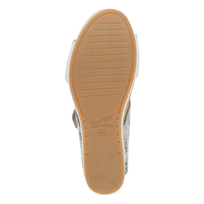 Dansko Shannon - Women's Arch Support Sandal - Snake/Ivory Leather Sole View