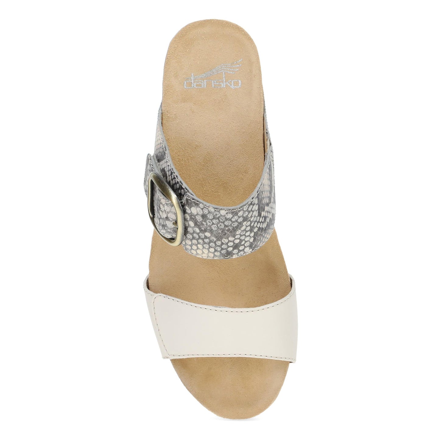 Dansko Shannon - Women's Arch Support Sandal - Snake/Ivory Leather Top View