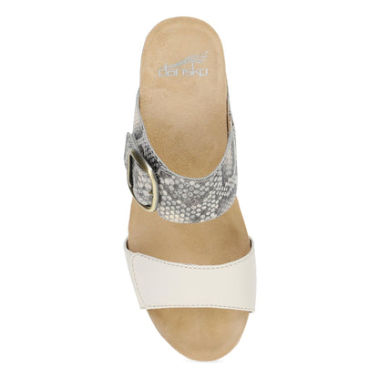Dansko Shannon - Women's Arch Support Sandal - Snake/Ivory Leather Top View