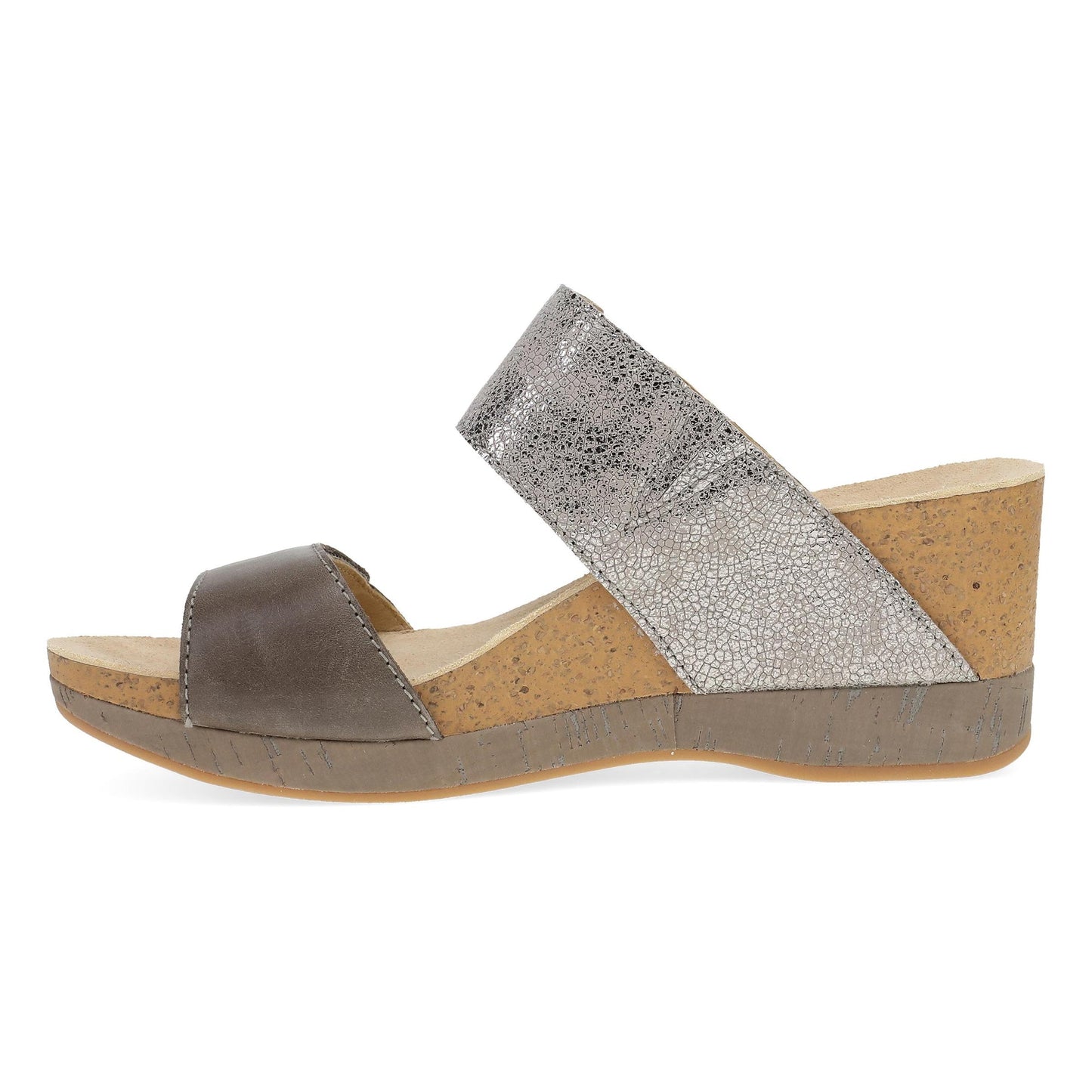 Dansko Shannon - Women's Arch Support Sandal - Pewter/Taupe Side View