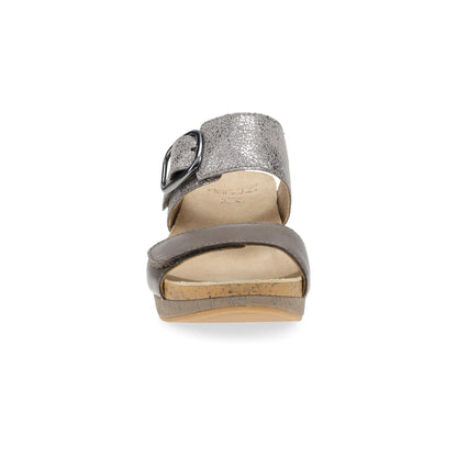 Dansko Shannon - Women's Arch Support Sandal - Pewter/Taupe Front View