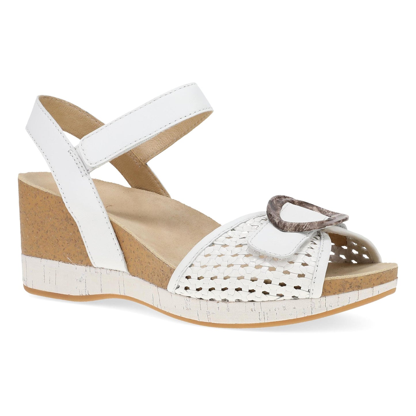 Dansko Stella - Women's Contoured Footbed Sandal - White Woven Outside View