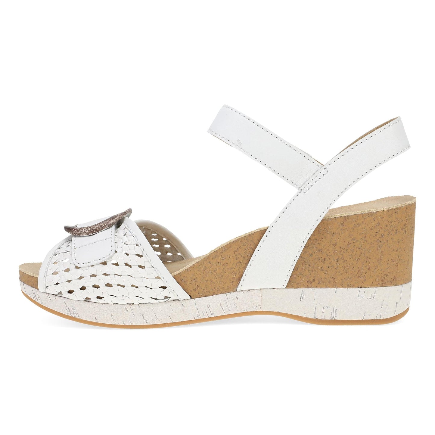 Dansko Stella - Women's Contoured Footbed Sandal - White Woven Side View