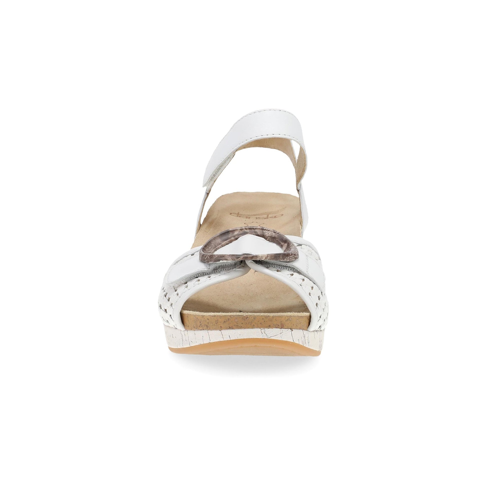 Dansko Stella - Women's Contoured Footbed Sandal - White Woven Front View