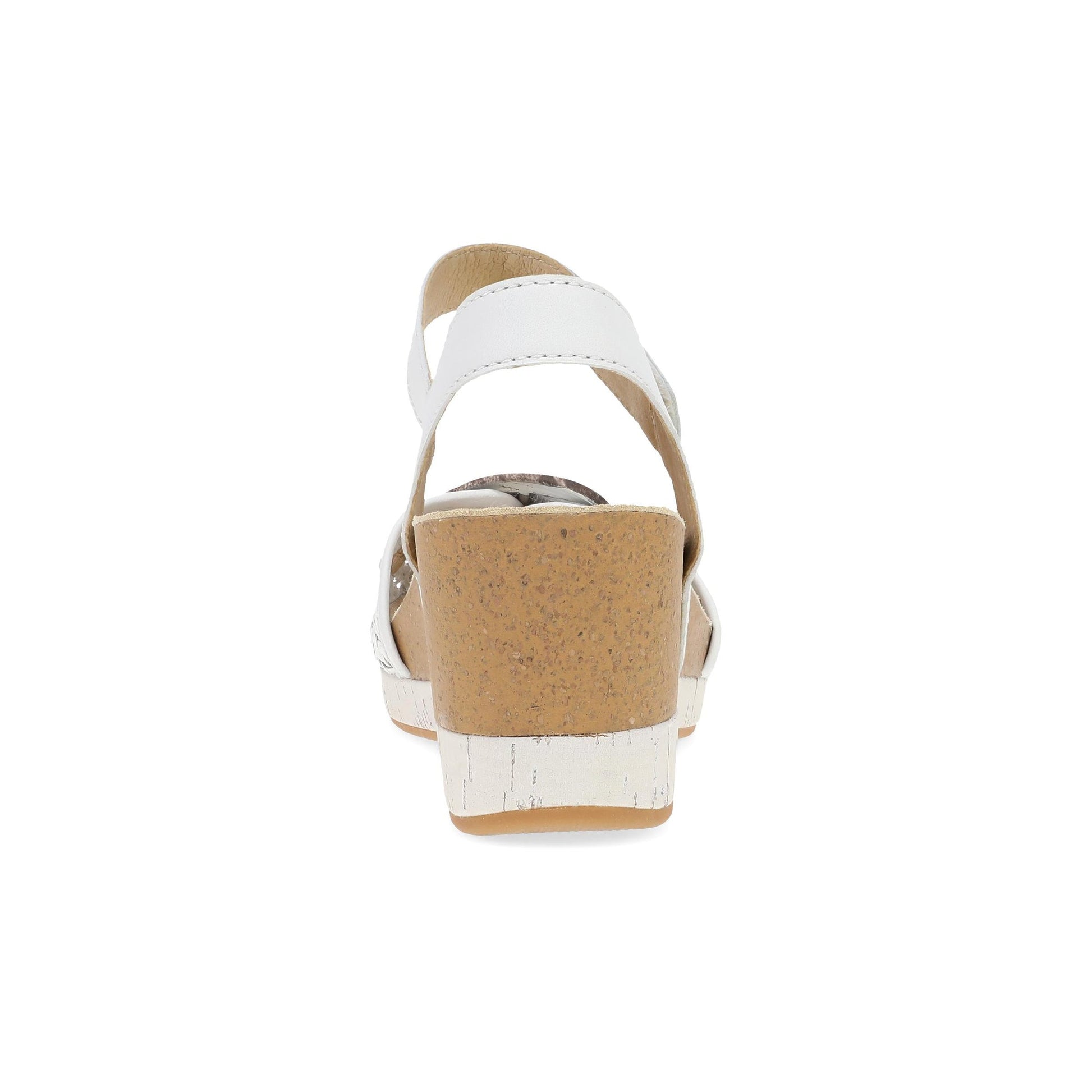 Dansko Stella - Women's Contoured Footbed Sandal - White Woven Heel View