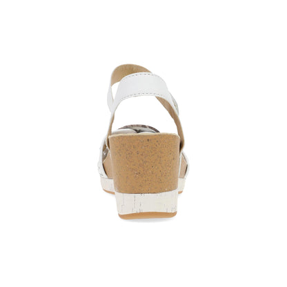Dansko Stella - Women's Contoured Footbed Sandal - White Woven Heel View