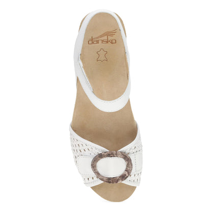 Dansko Stella - Women's Contoured Footbed Sandal - White Woven Top View