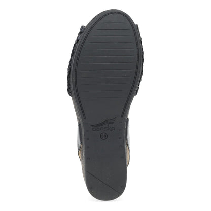 Dansko Stella - Women's Contoured Footbed Sandal - Black Woven Sole View