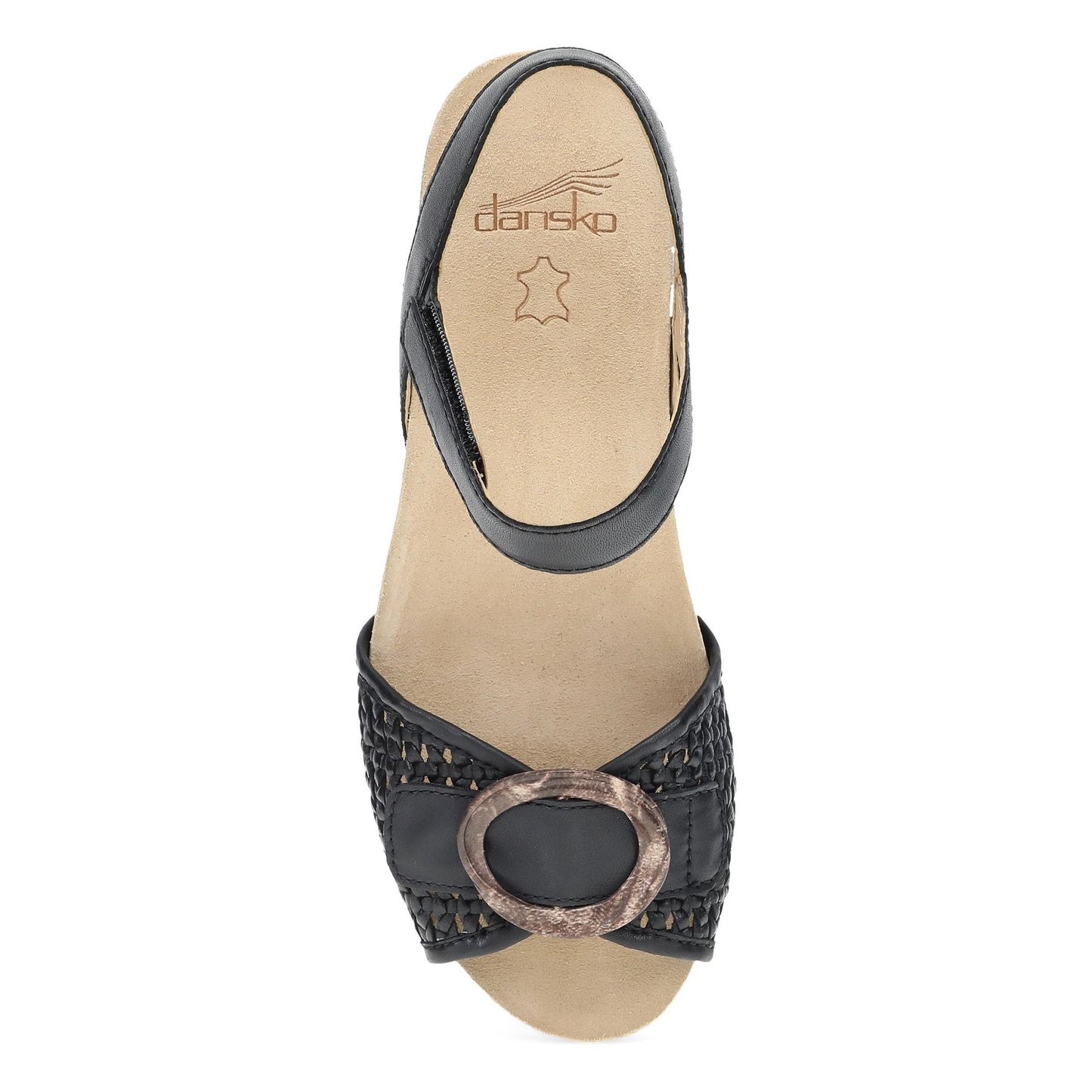 Dansko Stella - Women's Contoured Footbed Sandal - Black Woven Top View