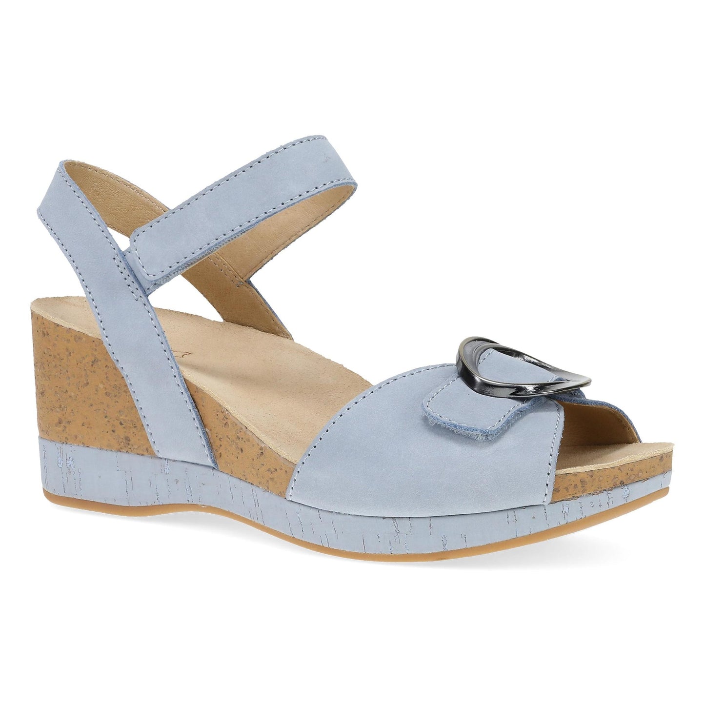 Dansko Stella - Women's Contoured Footbed Sandal - Sky Nubuck Outside View