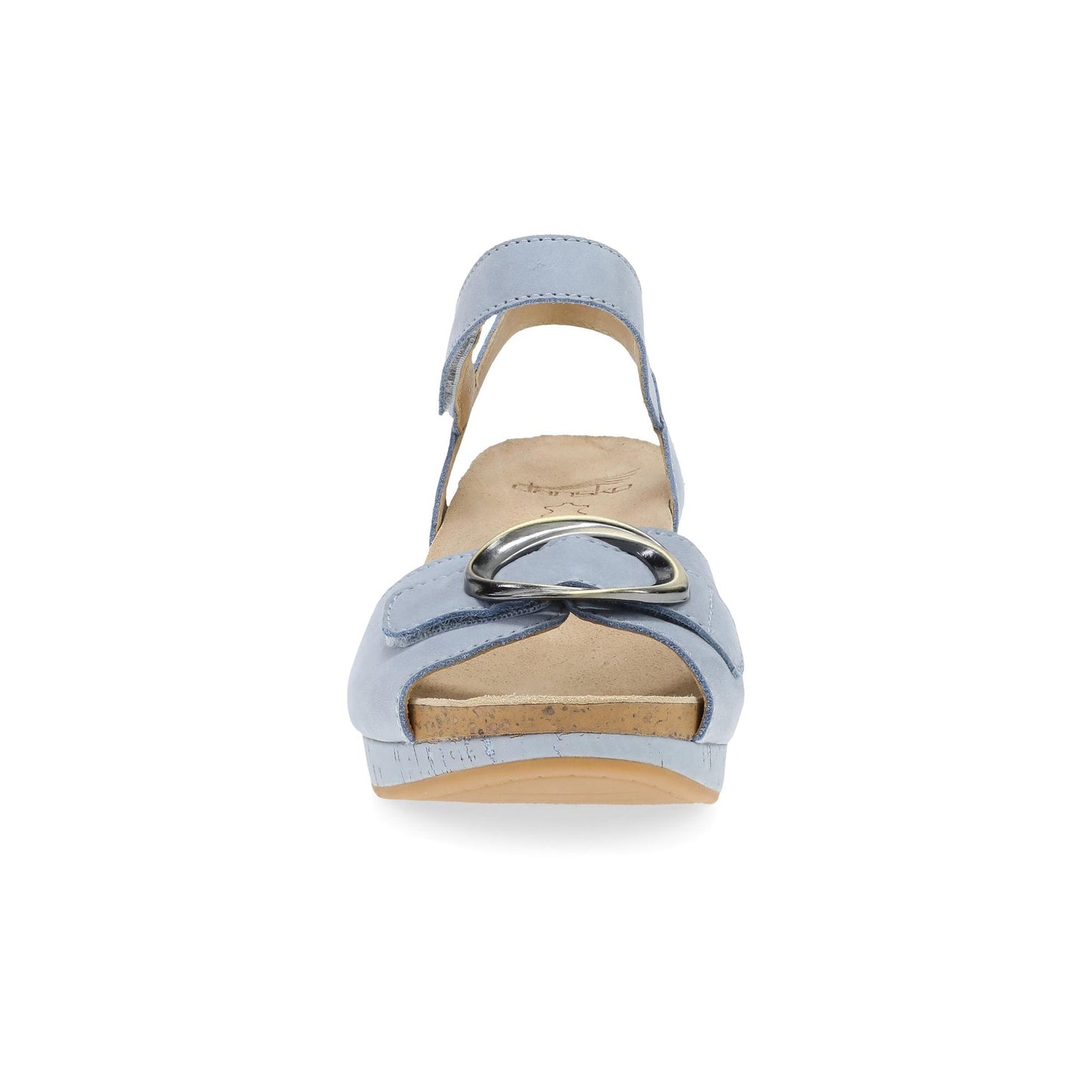 Dansko Stella - Women's Contoured Footbed Sandal - Sky Nubuck Front View