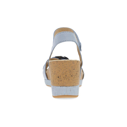 Dansko Stella - Women's Contoured Footbed Sandal - Sky Nubuck Heel View