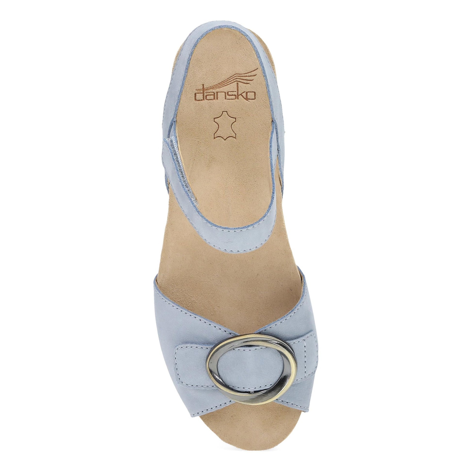 Dansko Stella - Women's Contoured Footbed Sandal - Sky Nubuck Top View