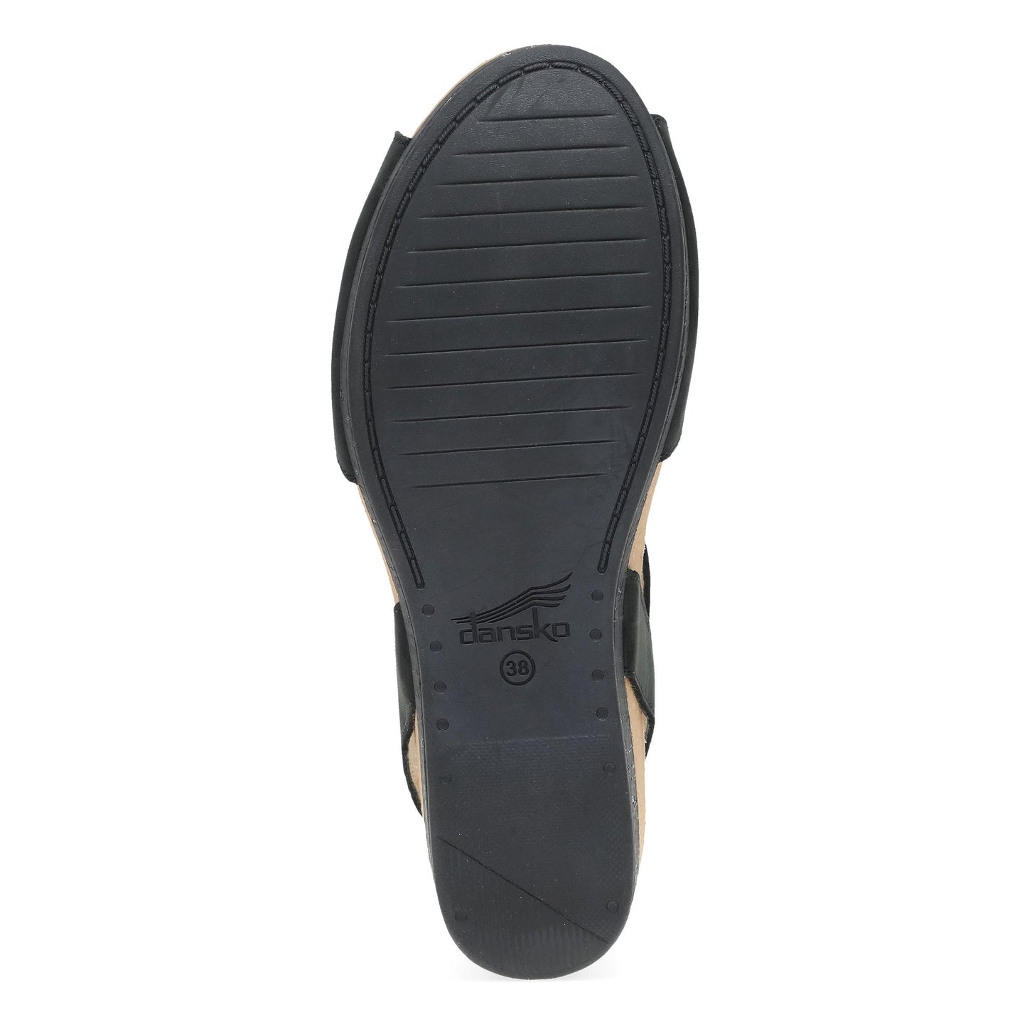Dansko Stella - Women's Contoured Footbed Sandal - Black Milled Nubuck Sole View