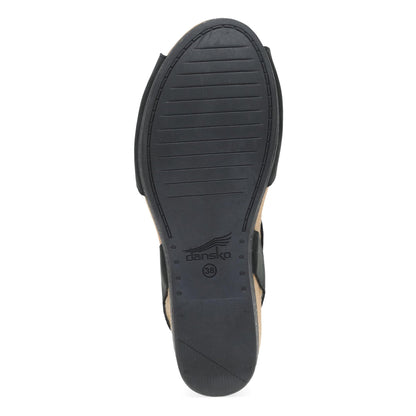 Dansko Stella - Women's Contoured Footbed Sandal - Black Milled Nubuck Sole View