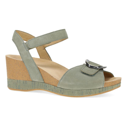 Dansko Stella - Women's Contoured Footbed Sandal - Sage Milled Nubuck Outside View
