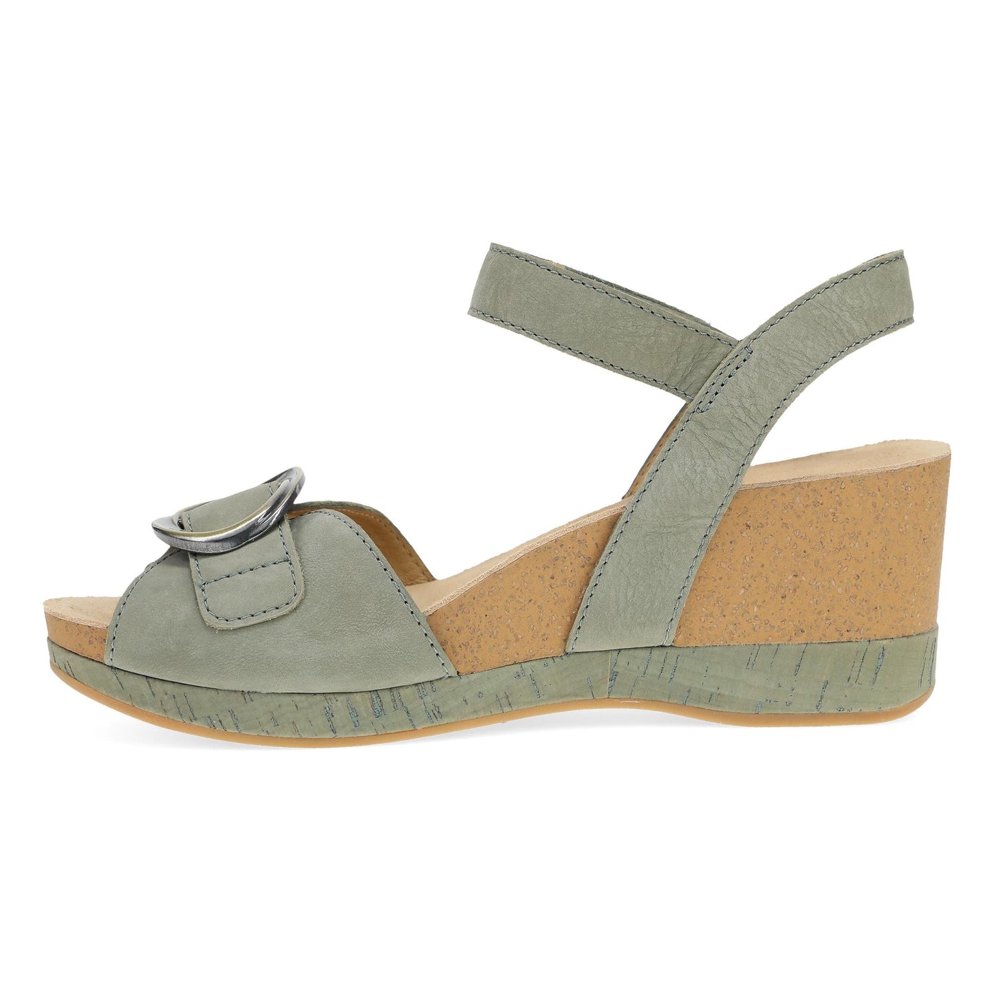 Dansko Stella - Women's Contoured Footbed Sandal - Sage Milled Nubuck Side View