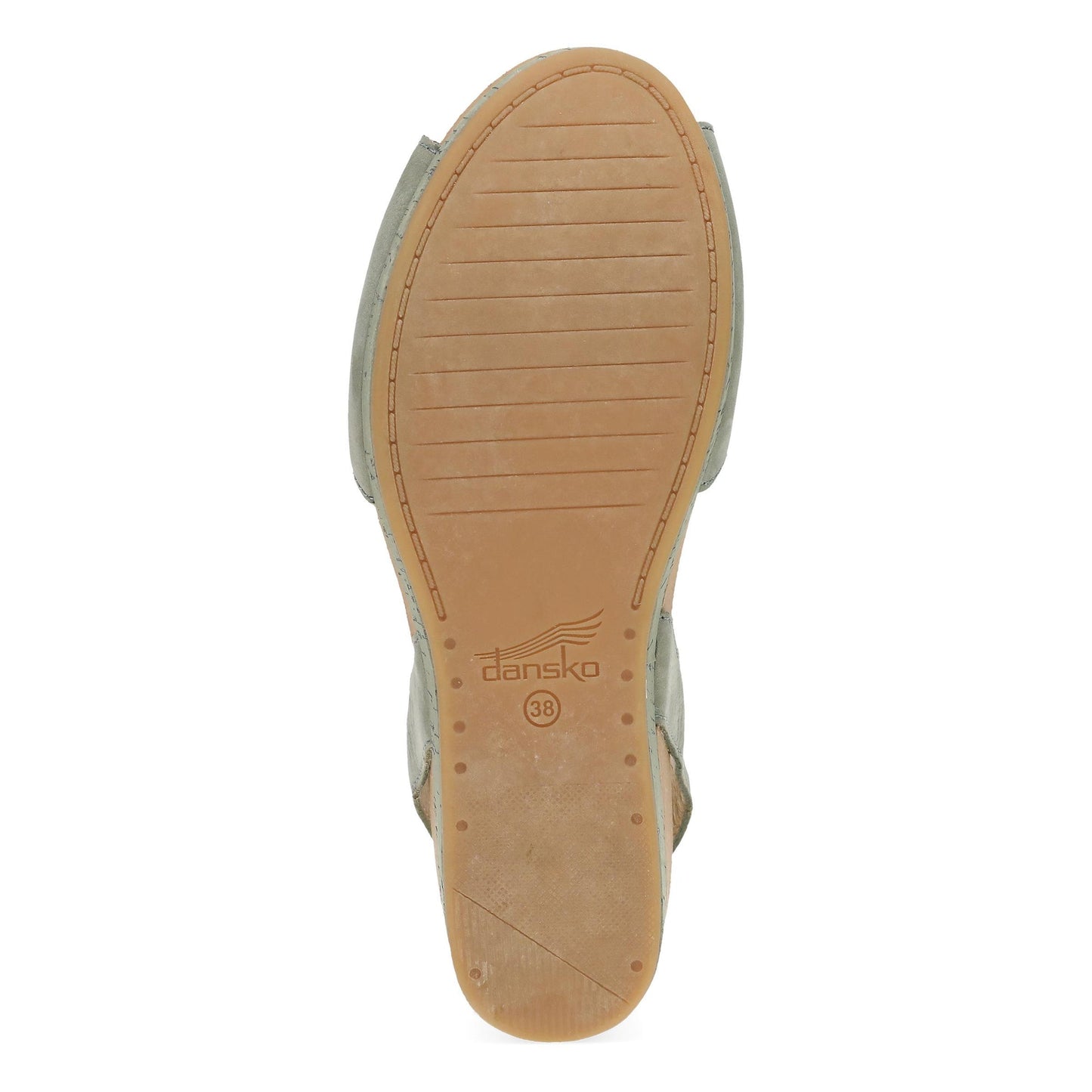 Dansko Stella - Women's Contoured Footbed Sandal - Sage Milled Nubuck Sole View
