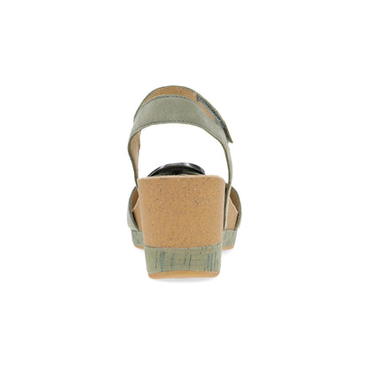 Dansko Stella - Women's Contoured Footbed Sandal - Sage Milled Nubuck Heel View