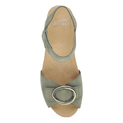 Dansko Stella - Women's Contoured Footbed Sandal - Sage Milled Nubuck Top View