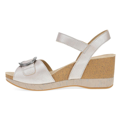 Dansko Stella - Women's Contoured Footbed Sandal - Pearl Metallic Side View
