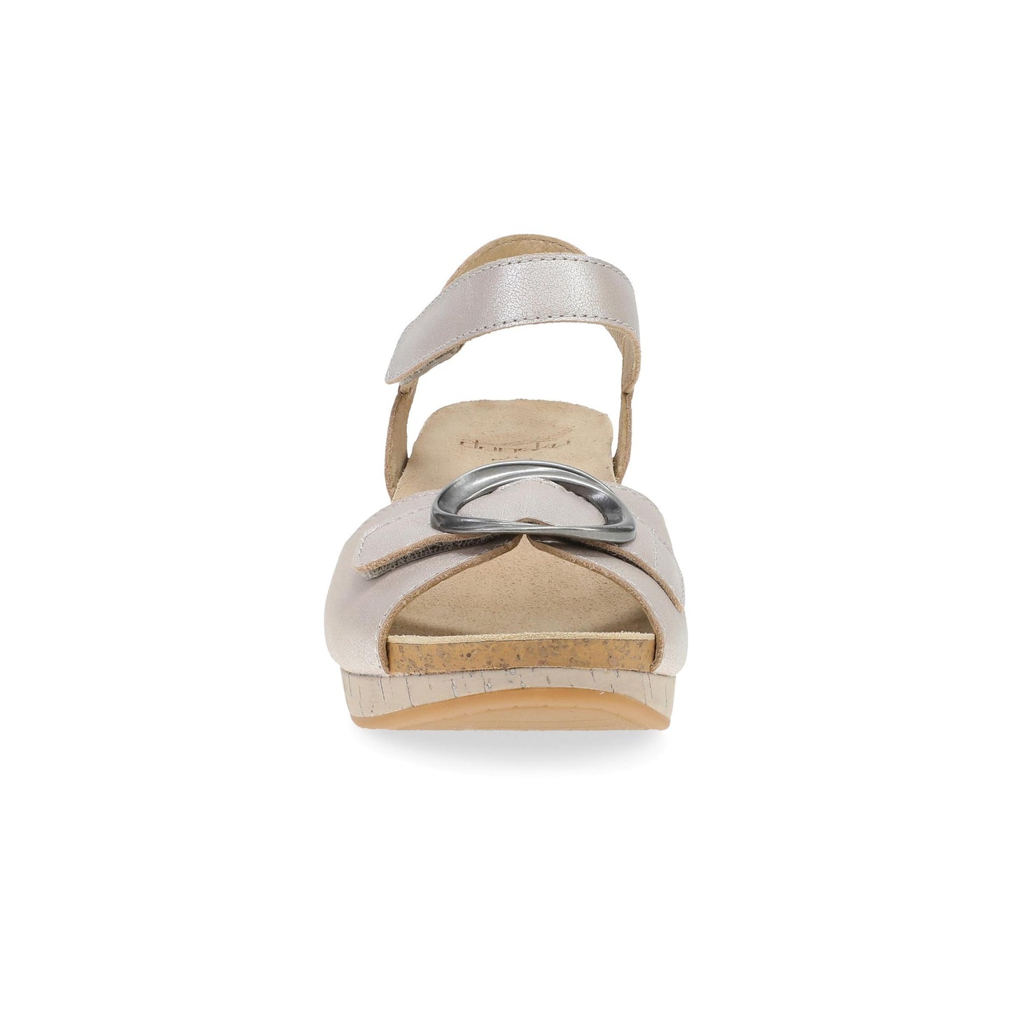 Dansko Stella - Women's Contoured Footbed Sandal - Pearl Metallic Front View