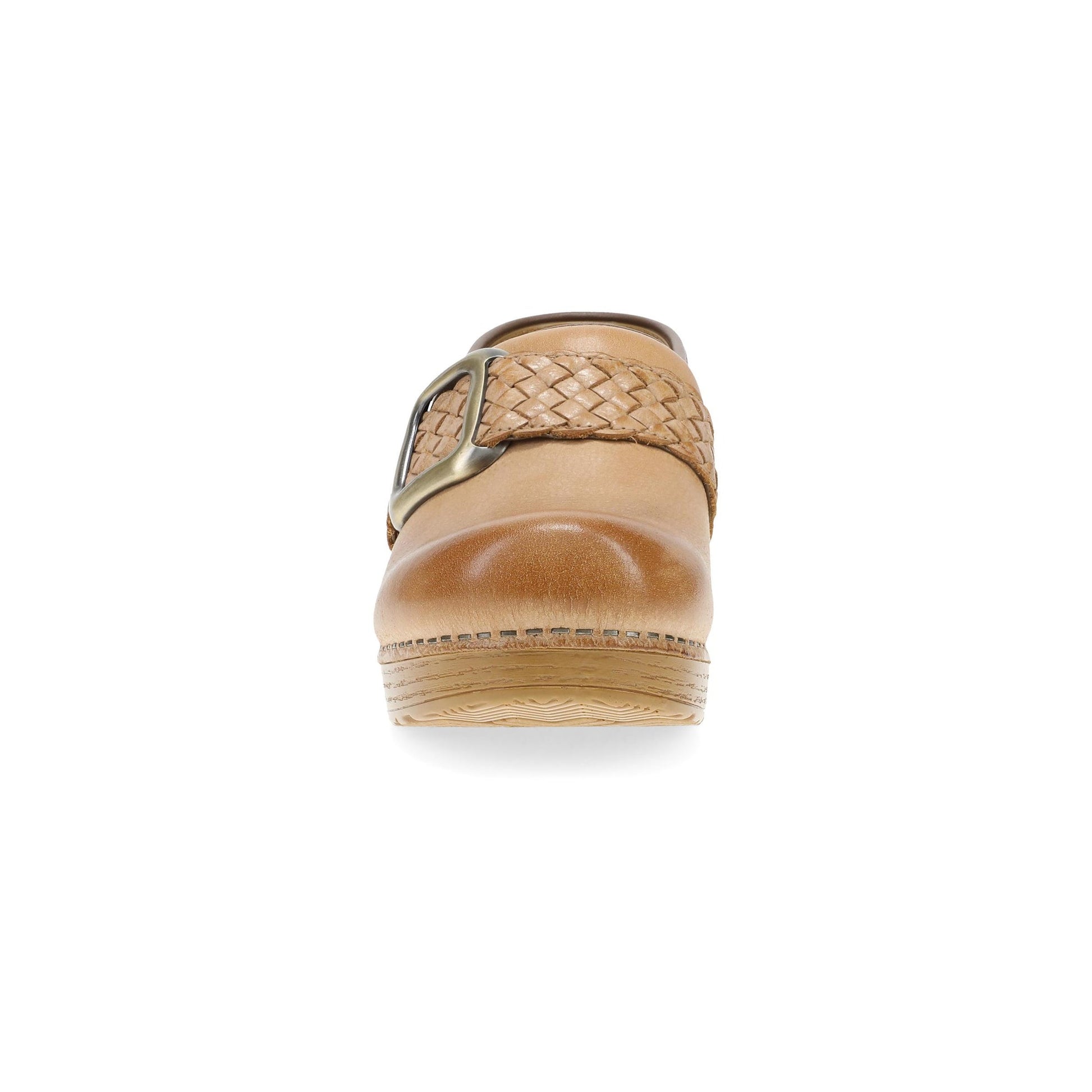 Dansko Pro Braided Clog - Women's Stapled Construction Clog - Clog Honey Distressed Front View