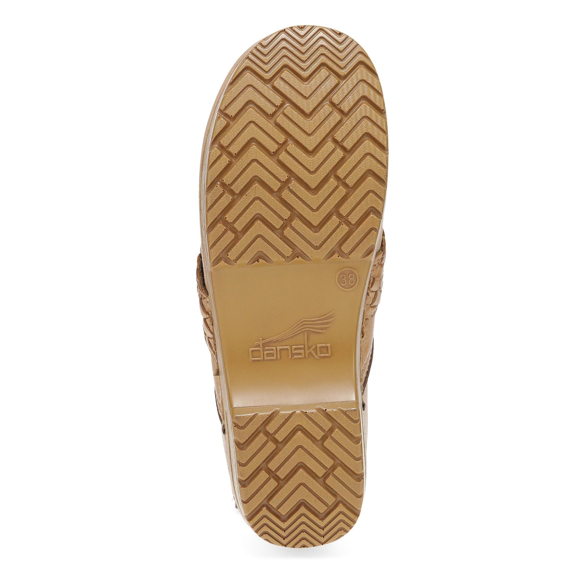Dansko Pro Braided Clog - Women's Stapled Construction Clog - Clog Honey Distressed Sole View