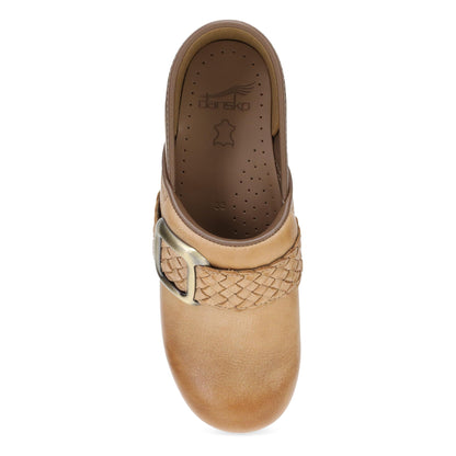 Dansko Pro Braided Clog - Women's Stapled Construction Clog - Clog Honey Distressed Top View