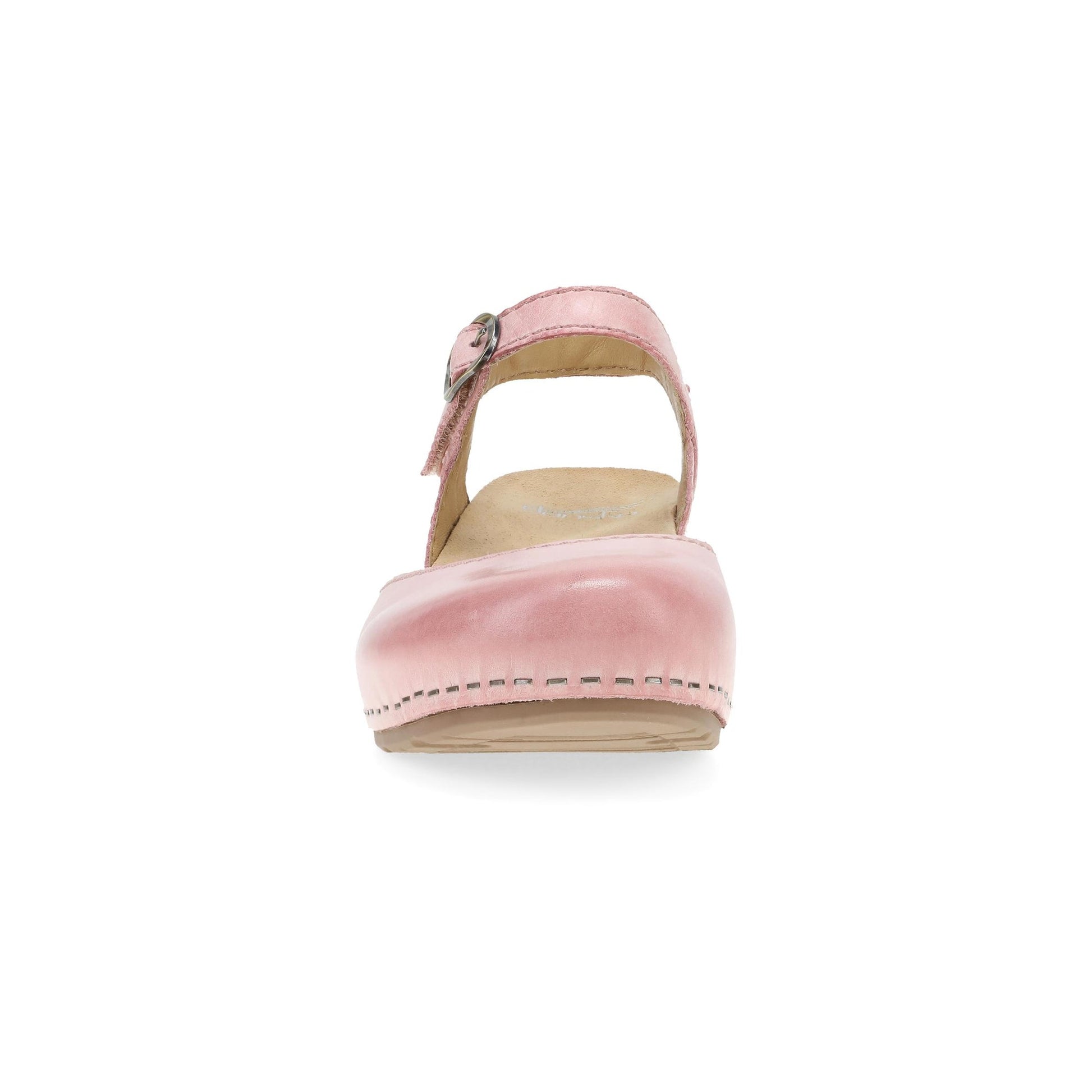 Dansko Tiffani - Women's Arch Support Clog - Pink Milled Burnished Front View