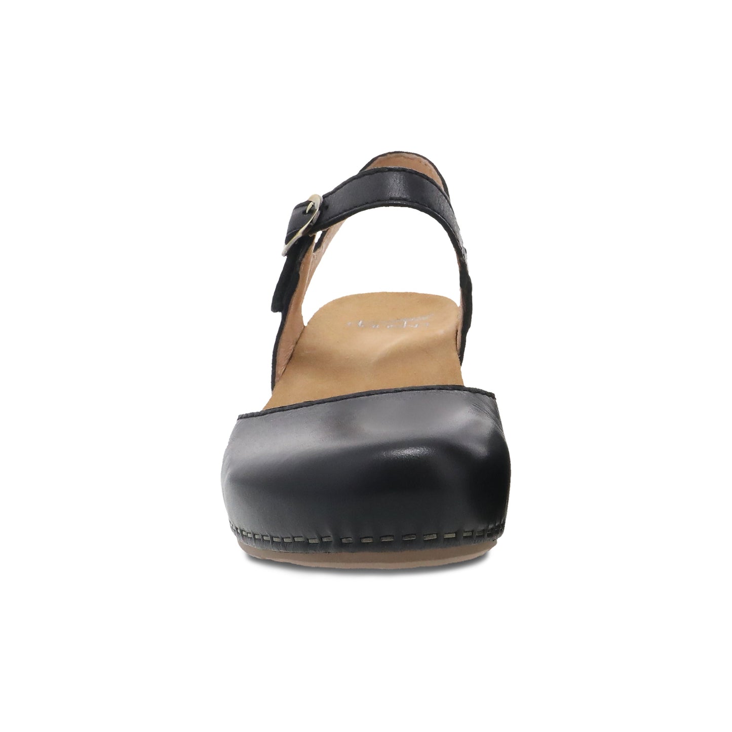 Dansko Tiffani - Women's Arch Support Clog - Black Milled Burnished Front View