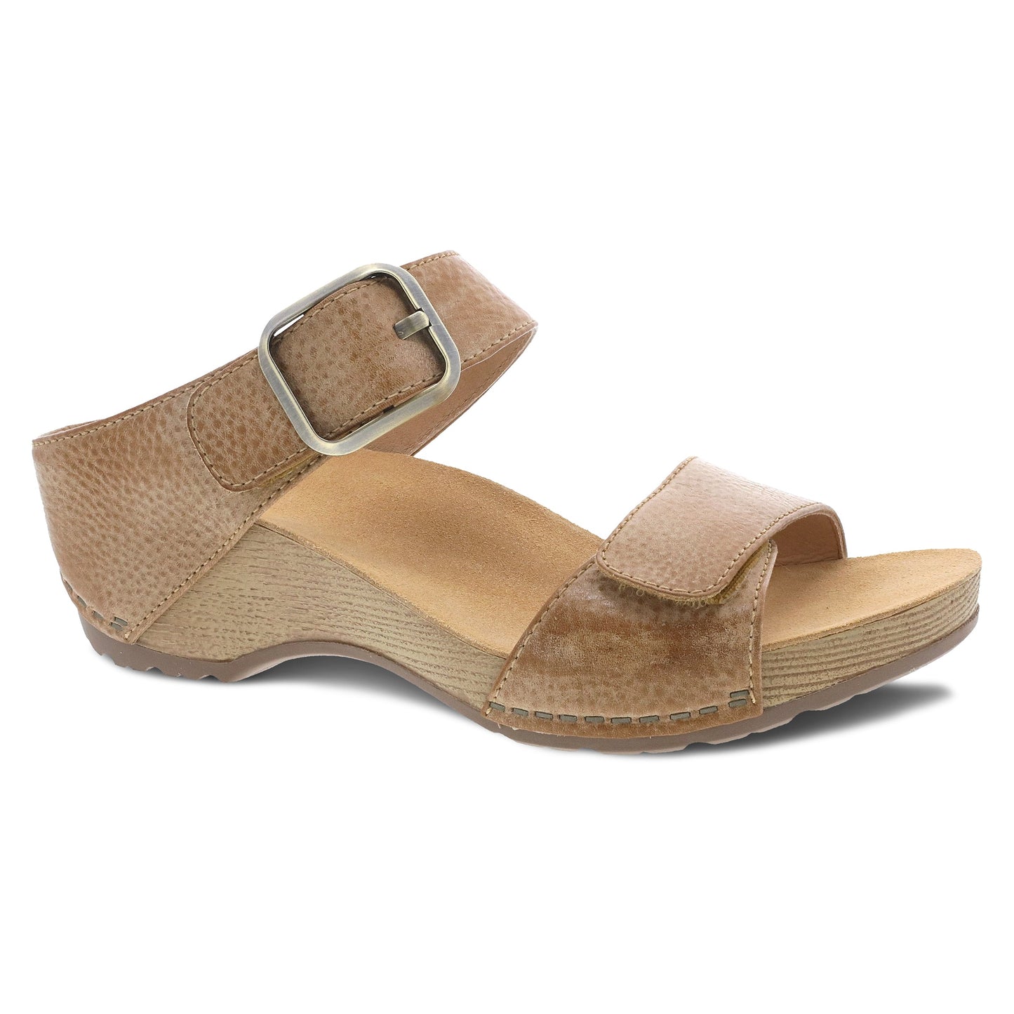 Dansko Tanya - Women's Arch Support Clog - Tan Milled Burnished Outside View