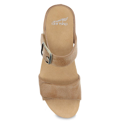 Dansko Tanya - Women's Arch Support Clog - Tan Milled Burnished Top View