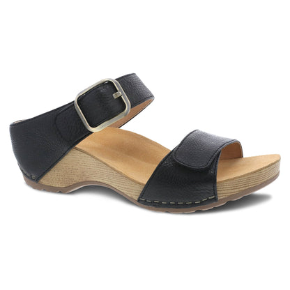 Dansko Tanya - Women's Arch Support Clog - Black Milled Burnished Outside View