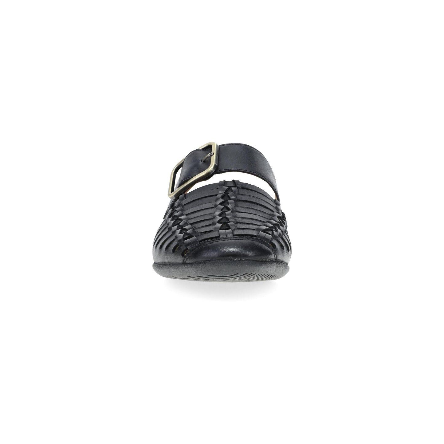 Dansko Leilani - Women's Removable Footbed Flat - Black Burnished Nappa Front View